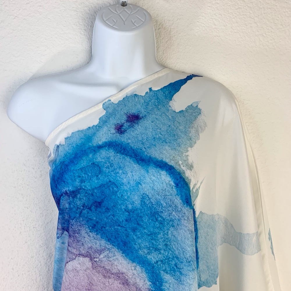 America & Beyond Rainbow Butterfly One Shoulder Dress Sz S - Picture 3 of 14